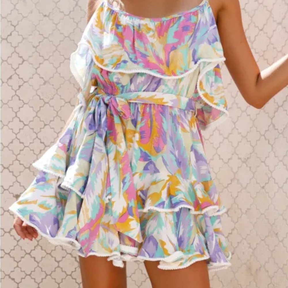 Colorful Ruffle Mini Dress - Picture 2 of 2